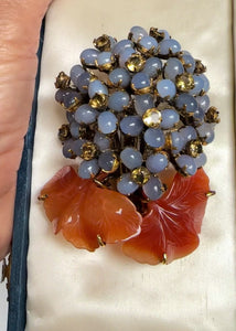 Vintage Iradj Moini Moonstone Citrine Floral Brooch - Boylerpf