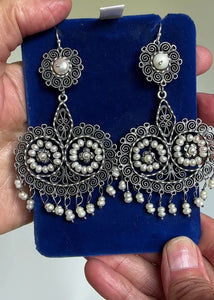 Oaxaca Sterling Silver Filigree Pearl Earrings - Boylerpf