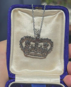 Antique Regal Crown Cut Steel Pendant Necklace - Boylerpf