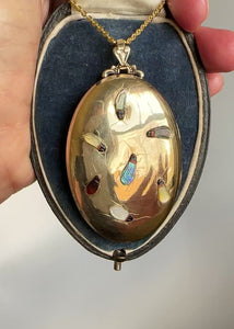 Antique Shibayama Insect Rolled Gold Locket Pendant - Boylerpf