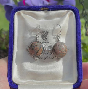 Antique Victorian Scottish Lace Agate Drop Earrings Sterling Silver - Boylerpf