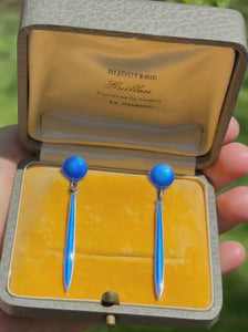 Vintage Enamel Silver David Andersen Norway Earrings - Boylerpf