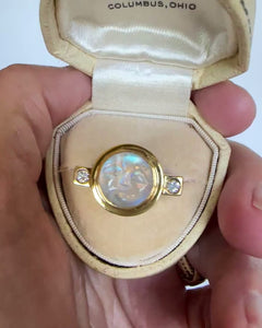 Vintage 18K Gold Man in Moon Carved Moonstone Ring - Boylerpf