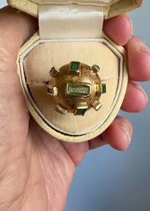 Vintage Sputnik Emerald Ring in 18K Gold Dome Setting - Boylerpf