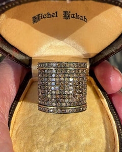 Gemco 14K Gold Champagne Diamond Wide Statement Ring Band - Boylerpf