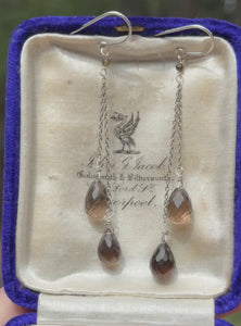 Vintage Sterling Silver Smoky Quartz Dangle Earrings - Boylerpf