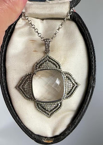 Vintage Rock Crystal Diamond Pendant Sterling Silver - Boylerpf