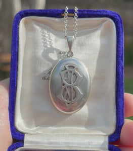 Antique Victorian Sterling Silver Mourning Locket Necklace - Boylerpf