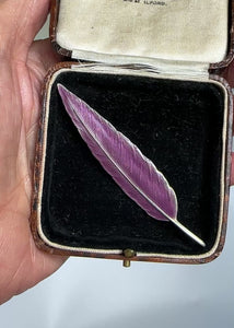 Vintage Sterling Silver Purple Enamel Feather Brooch - Boylerpf