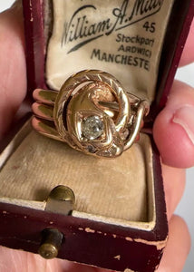 Antique Victorian 14K Gold Old Mine Diamond Snake Ring - Boylerpf