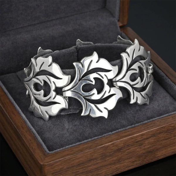 Vintage La Cucaracha Taxco Sterling Silver Floral Bracelet