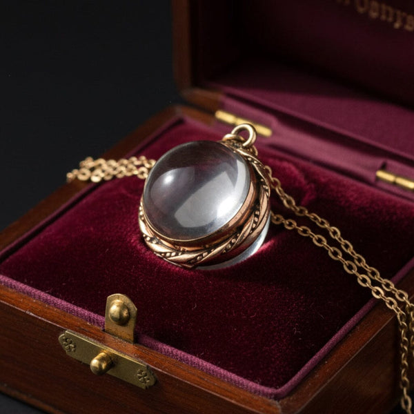 Victorian Pools of Light Rock Crystal Quartz Locket Pendant