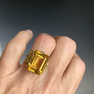 Retro 11 CTW Emerald Cut Citrine Ring in 14K Gold - Boylerpf