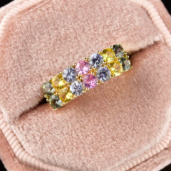 two row ring pink gold