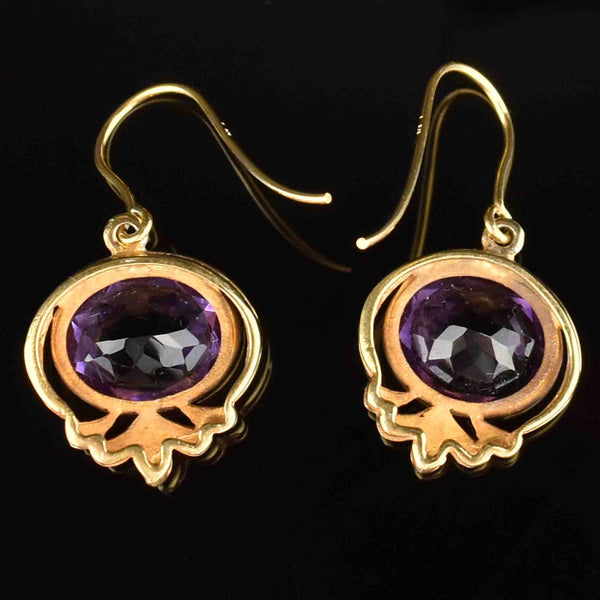 Victorian Style Gold Amethyst Dangle Earrings - Boylerpf