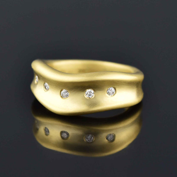 Estate 18K Gold Chevron Diamond Ring, 14.8 Gms - Boylerpf