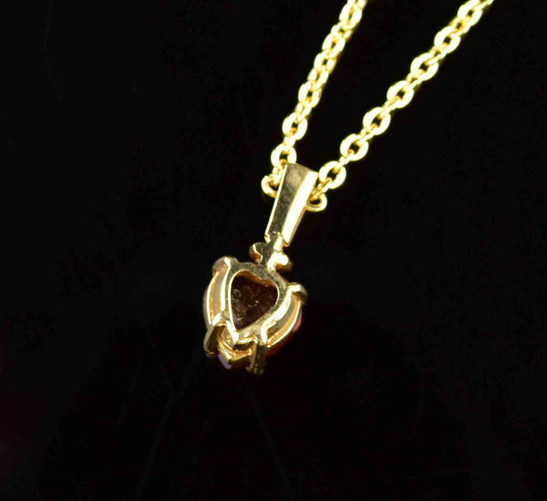 Vintage 10K Gold Diamond Garnet Heart Pendant Necklace - Boylerpf