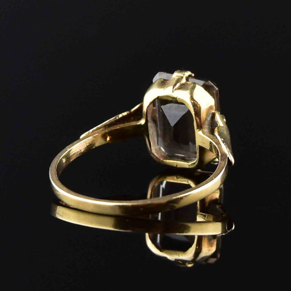 Vintage Smoky Quartz Gold Cocktail Ring - Boylerpf