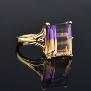 Estate Diamond and Ametrine 10K Gold Ring, Sz 6.75 - Boylerpf