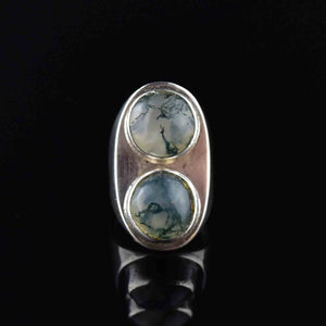 Vintage Dendritic Agate Silver Statement Ring - Boylerpf