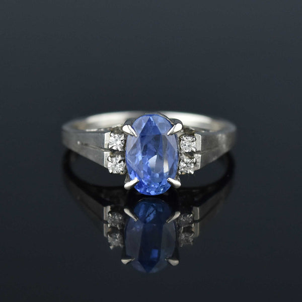 ON HOLD Vintage Platinum Diamond Natural Blue Sapphire Ring - Boylerpf