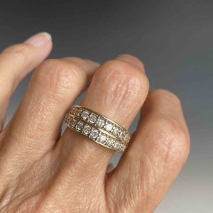 Double Row Diamond Half Eternity Band Ring in Gold - Boylerpf