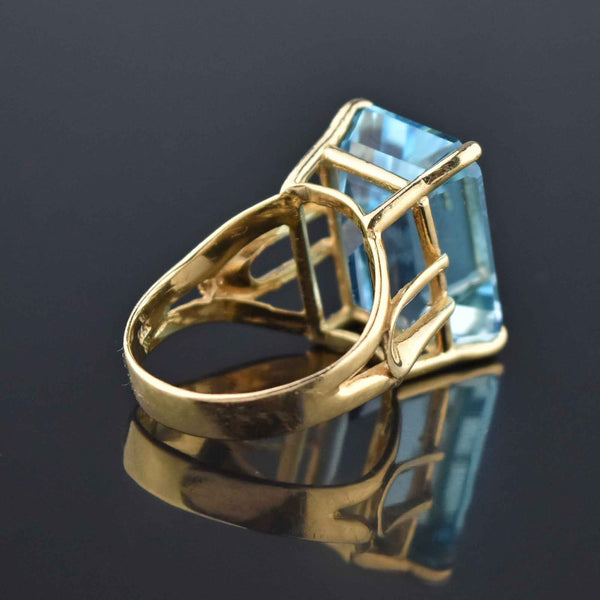 Mid Century 14K Gold Vintage 23 CTW Blue Topaz Ring - Boylerpf