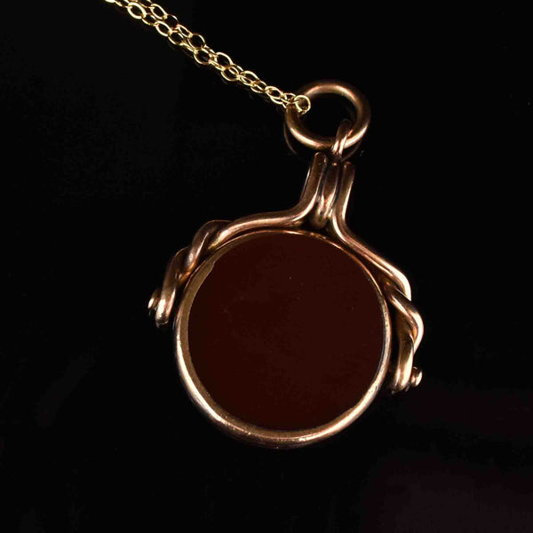 Vintage Carnelian Onyx Spinner Fob Pendant Necklace - Boylerpf