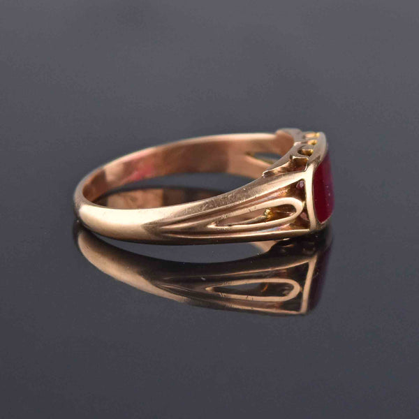 Mens Art Deco East West Gold Ruby Ring, Sz 9.75 - Boylerpf