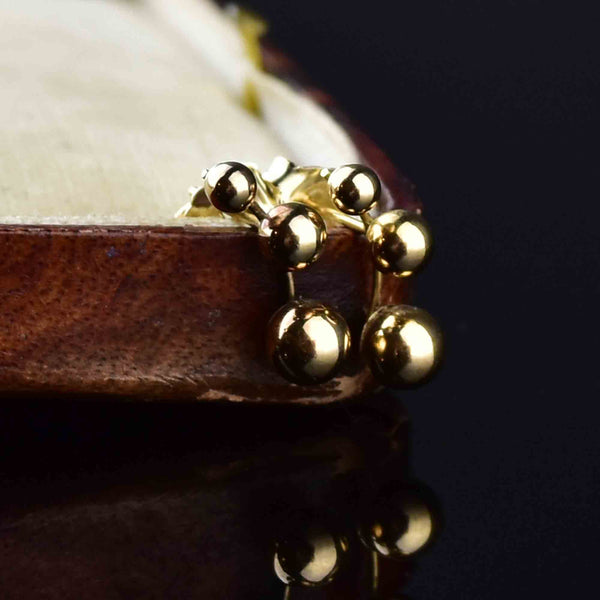 Vintage Three Ball 14K Gold Stud Earrings - Boylerpf