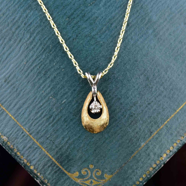 Vintage 14K Yellow White Gold Diamond Articulated Pendant Necklace - Boylerpf