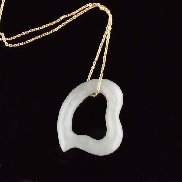 Vintage Jade Witches Heart Pendant Necklace - Boylerpf