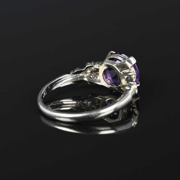 Fine 18K White Gold Diamond Amethyst Ring - Boylerpf