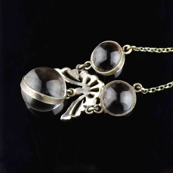 Art Deco Silver Marcasite Pool of Light Necklace - Boylerpf