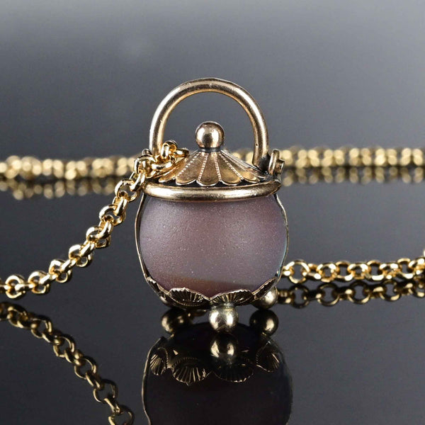 Antique Saphiret Glass Kettle Charm Pendant - Boylerpf