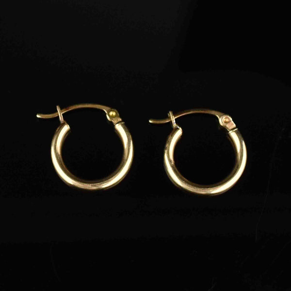 Vintage Huggie Style 10K Gold Hoop Earrings - Boylerpf