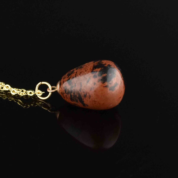 Vintage Gold Jasper Egg Pendant Necklace - Boylerpf