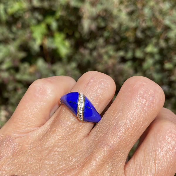 18mm Lapis Lazuli Gemstone Band Ring, US size 8 - 3JADE wholesale of jade  carvings, jewelry, collectables, prayer beads