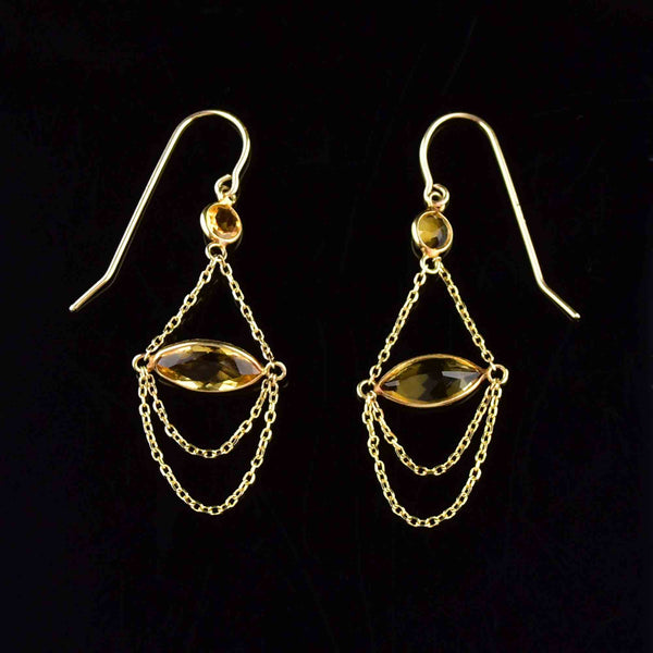 Vintage 14K Gold Citrine Drop Earrings - Boylerpf