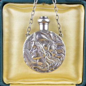 Antique Art Nouveau Perfume Bottle Pendant Necklace - Boylerpf