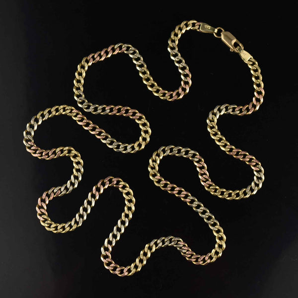 Tricolor Gold Long Textured Curb Chain Necklace Unisex - Boylerpf