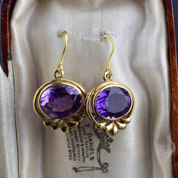 Victorian Style Gold Amethyst Drop Earrings - Boylerpf