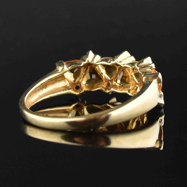 Gold Citrine Diamond Star Band Ring, Sz 7.5 - Boylerpf