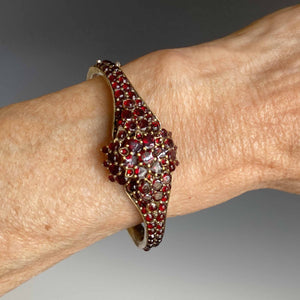 Victorian Bohemian Garnet Bangle Bracelet - Boylerpf