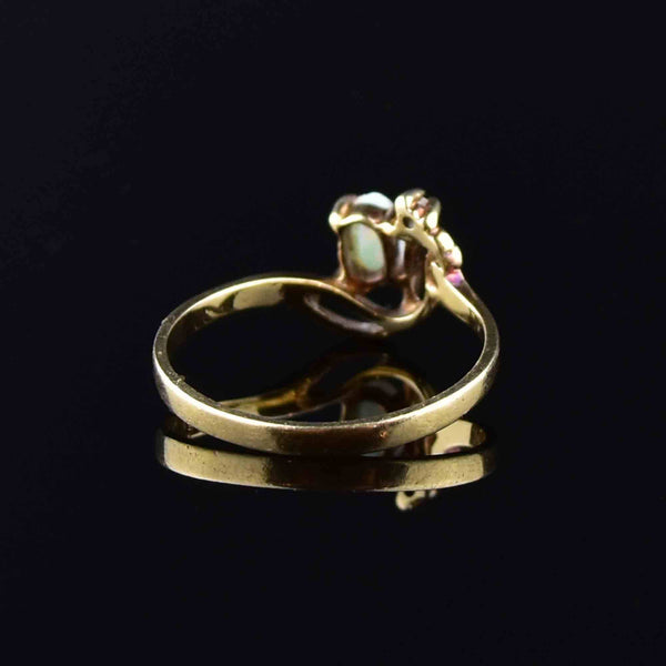 Vintage 10K Gold Opal Diamond Ring - Boylerpf