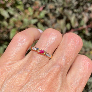 Fine 14K Gold Ruby and Diamond Stacking Ring - Boylerpf