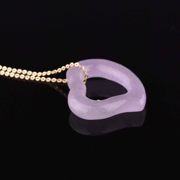 Vintage Lavender Jade Witches Heart Pendant Necklace - Boylerpf