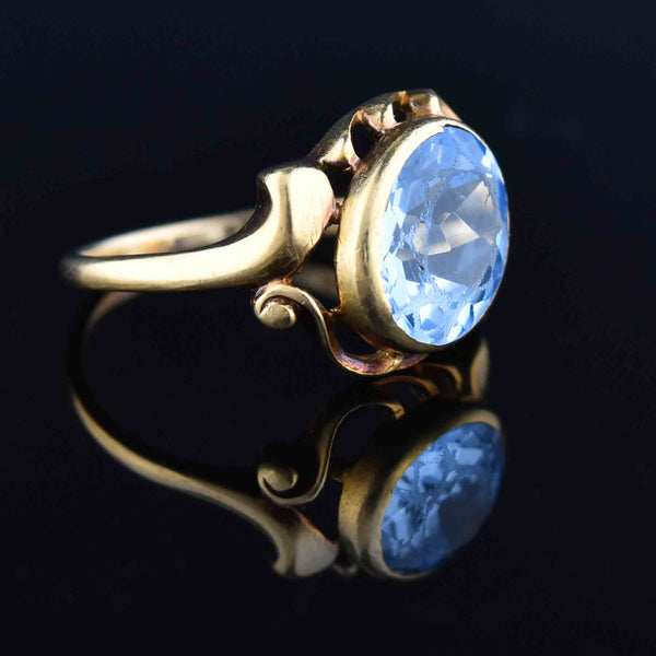 Vintage 10K Gold Blue Topaz Solitaire Engagement Ring - Boylerpf