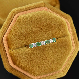 Vintage Emerald Diamond 12K Gold Band Ring Sz 7.75 - Boylerpf