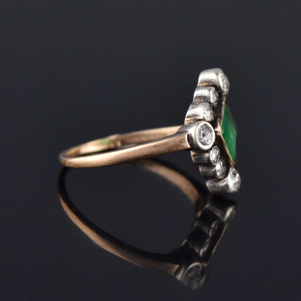 Antique Diamond Halo Emerald Ring in 14K Gold ON HOLD - Boylerpf
